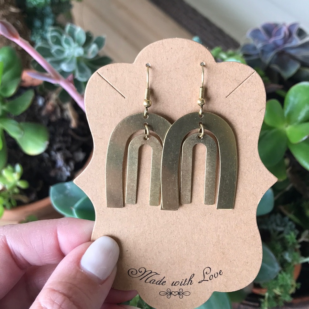 Brass Arch Earrings Boho Style